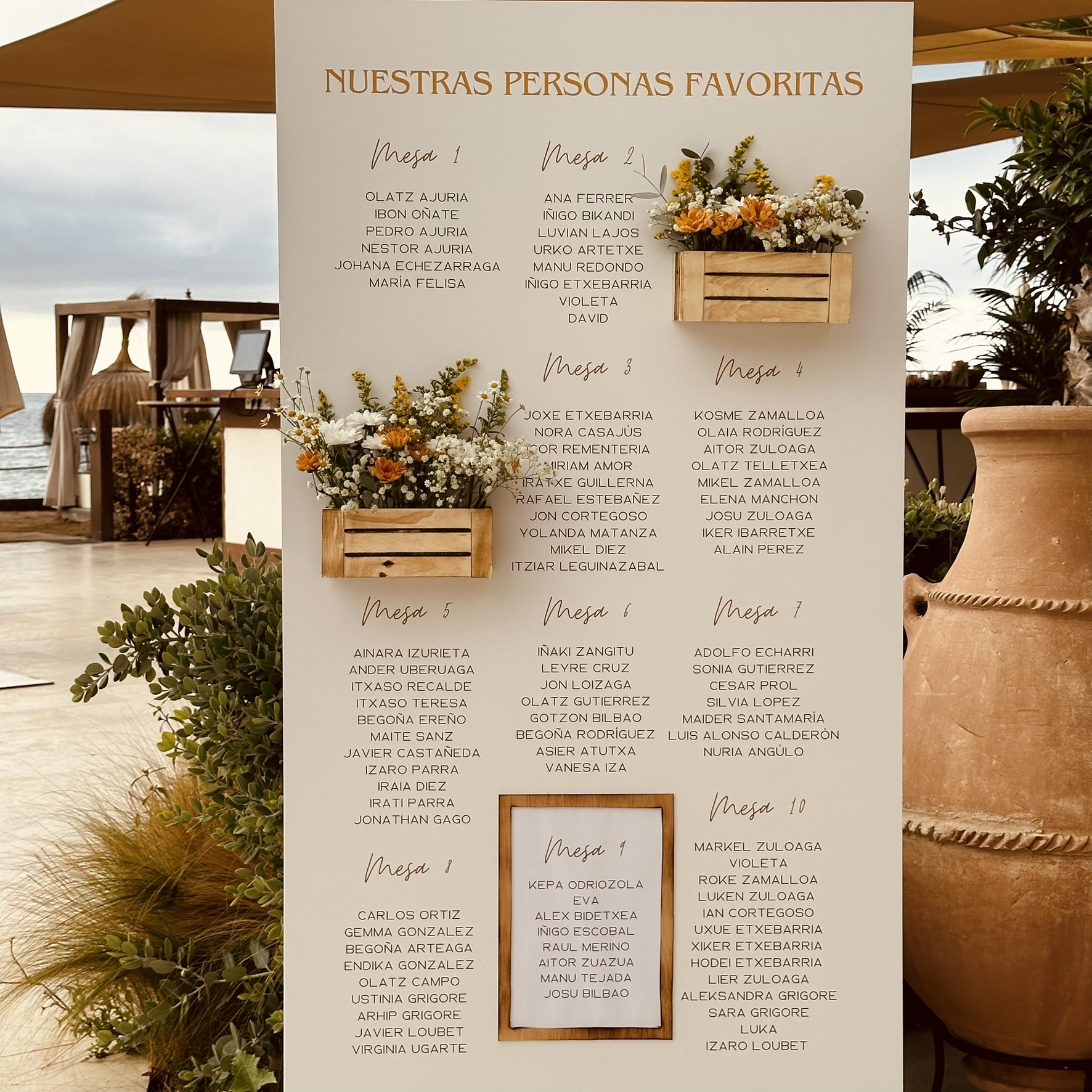 Cartelería y centros de mesa para comunión o bautizo en Málaga